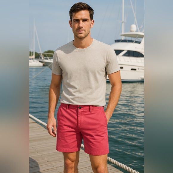 J. Crew Mercantile Flex 7" Inseam Shorts Size 34 Red Preppy Classic Vacation - Picture 1 of 6